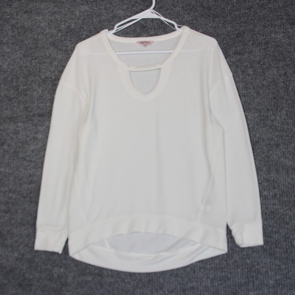 Juicy Couture Tops - Juicy Couture Womens Small White Long Sleeve Cut Out Neck Pullover Top